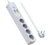 Usb Power Strip With 4 Sockets With 2 Usb A Ports+2 Usb C Ports Charger (5V4.2A) Surge And Surge Surge Power Strip With Cable 2 M For Smartphone, Home, Office - Black