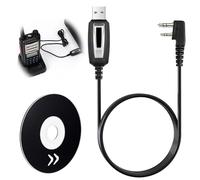 USB Programming Cable pour Baofeng UV-5R, 2 Broches Compatible avec Talkie Walkie UV-5RA UV-5RE 5R EX 5RX3 BF-888S BF-88E RT24 GA-2S RT622 RT28 RT5R RA79 RT3S, Supports Win XP/ 7/8/ 10/11 - Noir