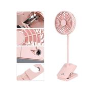 USB Rechargeable Clip On Desk Fan Mini Portable Desktop Fan for Car Office(Pink )