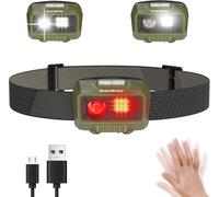 Usb Rechargeable Head Torch With 5 Adjustable Lighting Modes 500 Lm, Motion Sensor Head Torch, White And Red Light For Fishing, Camping, Reading, Hiking (Green)