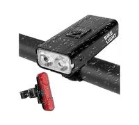 USB rechargeable waterproof bicycle headlight, with power display - front light + 1010 tail light (single pack)