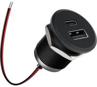 Usb Socket 12v Usb Charger Camper Motorhome, Double Usb C Car Socket Pd3.0 And Qc3.0 Quick Charge For Marine Boat Truck Caravan, Output 24w Per Port (Small Panel X1)