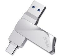 USB Stick 128GB High Speed USB 3.2 Flash Drive USB-C 2 in 1 Metal Flash Drive up to 200MB/s, OTG Dual Keys USB Storage Waterproof Memory Stick Pen Drive for Android Car PC Tablets
