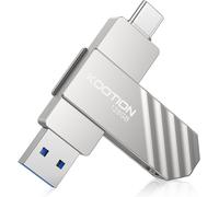 USB Stick 128GB USB C 3.2 Flash Drive 128GB OTG Up to 500MB/s 2-in-1 Dual External SSD Metal Connectors for Type-C-iPhone/Android-Smartphone/Tablet/Mac/PC,Silver