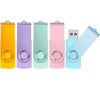 USB Stick 64 GB Pack of 5 USB 2.0 Flash Drive 64 GB Storage Disk Memory Stick with LED Light for Windows Computers,PC,TV,Car