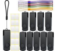 USB Stick 8 GB Pack of 10 USB 2.0 Flash Drive Rotating USB Stick Black Memory Stick Metal Flash Drive with Strings