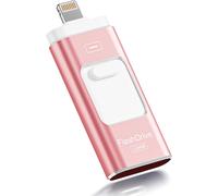 USB Stick for iPhone, 128 GB Apple MFI Certified, 3 in 1 USB Stick for iPhone/iPad/Type C/Android/PC, External Storage High Speed USB Flash Drive Transfer Photos, Videos, Movies (Light Pink)