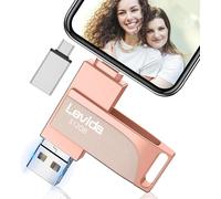USB Stick for Phone, USB Flash Drive 512 GB, Photo Stick, 4 in 1 USB 3.0 Stick, Stick for iOS/Smartphone/Pad/PC (Mobile Memory, Automatic Backup and Transfer Photos), Light Pink