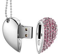 USB Stick, Premium Waterproof USB 2.0 Flash Drive, 8 GB/16 GB/32 GB/64 GB USB Flash Drives Type Heart Diamond High Speed Data Storage Memory Stick Pendrive