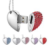 USB Stick, Premium Waterproof USB 2.0 Flash Drive, 8 GB/16 GB/32 GB USB Flash Drives Type Heart Diamond Data Storage High Speed Memory Stick Pendrive