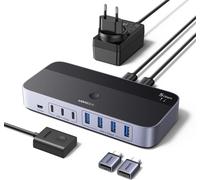 USB Switch 5Gbps KVM Switch 2 PC Inputs Share 7 Outputs USB Devices for Keyboard Mouse Hard Disk Printer Scanner Microphone with 2 USB and AC Adapters DC 12V 2A.[F29]