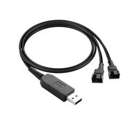USB to 4 Pin Splitter Cable 12V to USB to Dual 3 Pin/4 Pin Connector Braided Power Adapter for PWM Fan 0.5m