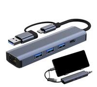 USB to Ethernet Adapter, Multifunctional to RJ45 Gigabit Internet Adapter, High-Speed Ethernet Cable Converter for Laptops, Tablets, and Devices with Cord C Ports, 4.25x0.55x1.1 in