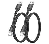 Usb To Usb C Cable, 2pcs 0.6m Flexible Silicone Usb C Cable, Compatible Android Auto For Iphone 16/15 Pro Max 16e, Galaxy S24, Redmi Note 13 4g,Oppo, Realme 5 Pro- Black