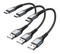 USB to USB C Cable, 3 x 15 cm Fast Charging Cable Compatible with iPhone 16/15 Pro Plus, Galaxy S24/S23/S22/S21, Google Pixel 8/8 Pro, USB C Devices - Grey
