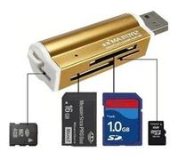 USB Tout en un Lecteur de carte mémoire Pour Micro SD MMC SDHC TF M2 Memory Stick Or