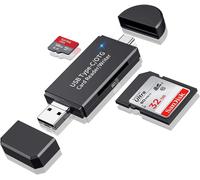 USB Type C & 2.0 SD/Micro SD Card Reader - Portable OTG Adapter for SDXC, SDHC, MMC, RS-MMC, Micro SDXC, Memory Card