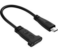USB Type C 3.1 Panel Mount Adapter Cable 0.2M, USB C Gen 2 Male to Female 10Gbps with Mounting Screw for Macbook, Tablet, Mobile Phone, Hard Drive