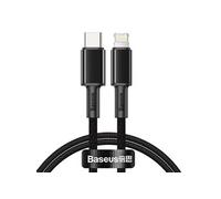 Baseus CATLGD-01 Câble Lightning vers USB-C 1m Noir - Connecteurs mâles droits, Aluminium, Transfert 480 Mbit/s, Power Delivery 20W, Nylon