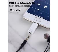 USB Type C to 3.5mm Headphone Adapter,USB Type C to 3.5mm Jack,USB C Headphone Adapter DAC for iPhone Max/Pro/Plus,iPad Pro,Galaxy (2 Pack) (White)