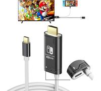 USB Type C to HDMI Cable for Nintendo Switch/OLED Only, 3 in 1 High Speed 4K USB-C to HDMI Cable, Supports TV/Steam Deck/Laptop/PC, 2m Black and White