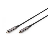 Digitus Câble USB‑C optique AOC Hybrid 20 m – 4K@60Hz / 1080p@120Hz – DP1.2 HDR – Noir