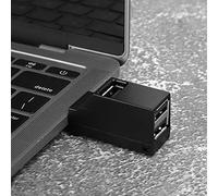 USB Un Séparateur, 3 en 1 USB2.0 Splitter Hub ABS Mini Plug in Pild in Extender USB Splitter 1 in 3 Out USB Port Splitter Computer Accessoires (Noir 2.0)