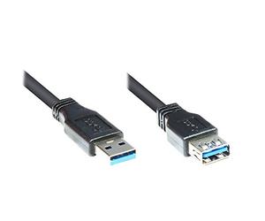 USB-Verl. USB3.0 Typ A -> Typ A St/Bu 1,80m schwar