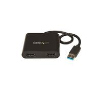 StarTech.com Adaptateur USB 3.0 vers Dual HDMI - 2x1080p / 1x4K 30Hz - Carte Graphique/Vidéo Externe - Adaptateur d'Affichage Double Écran USB Type-A vers HDMI - Uniquement Windows - Noir