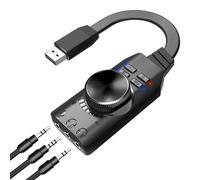 USB vers prise audio - Carte son surround virtuelle 7.1 pour PC avec contrôle du volume - Carte son sans pilote, interface audio USB portable pour League of Legend, casque, casque