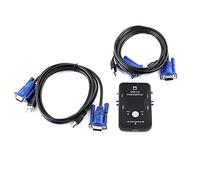 USB VGA KVM Switch Box 2 Port High Performance Computer Sharing Device for Workstations Test Benches Black 10.1 x 7.2 x 2.5cm with 2 USB and 2 VGA Cables Included