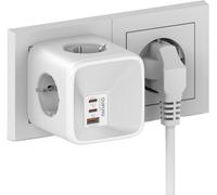 Usb Wall Charger, Multiple 4 Sockets With Pd33W 2 Usb C Mains And 1 Type A Fast Charger, 7 In 1 Cube Multisocket Usb Adapter For Home Office Travel, White