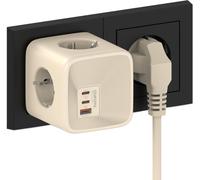Usb Wall Charger, Multiple 4 Sockets With Pd33W 2 Usb C Mains And 1 Type A Fast Charger, 7 In 1 Cube Multisocket Usb Adapter For Home Office Travel, Beige
