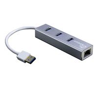 USB3.0 HUB 3Port Inter-Tech Argus IT-310-S 1x RJ45 Gigabit LAN passiv Silver