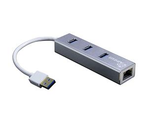 USB3.0 HUB 3Port Inter-Tech Argus IT-310-S 1x RJ45 Gigabit LAN passiv Silver