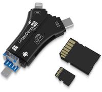 USB3.0 iPhone SD Card Reader Trail Camera Viewer Up to 100MB/S Read, Portable Memory Card Reader for Hunting Season Support SD/TF for iPhone/Android/Mac/Camera (Black)