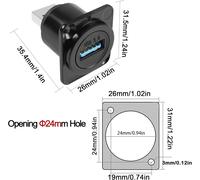 USB3.0 Mâle à Femelle Panneau Montage Adaptateur 5Gbps USB Fiche à Prises Conversion Connecteur USB3.0 Tout Droit Montage Prise, D/XLR Panneau Montage, pour Données Transfert/Chargement