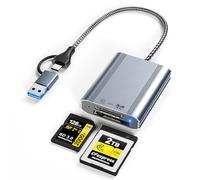USB3.2 Gen2 10Gbit/s Lecteur de Carte CFexpress B et SD,USB-C et USB-A Lecteur de Carte CF Express Type B Adaptateur 2en1,CFexpress Type B et Lecteur de Carte mémoire SD pour Windows/Mac/Linux/Android