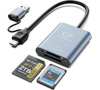 USB3.2 Gen2 10Gbit/s Lecteur de Carte CFexpress Type A et SD, 2 en 1 USB-C et USB-A Lecteur de Carte Mémoire CF Express Type A,CFexpress Type A & SD Card Reader pour Windows/Mac/Linux/Android