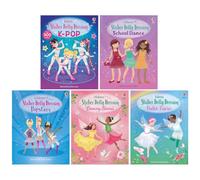 Usborne Sticker Dolly Dressing Collection Illustrated 5 Books Set (Sticker Dolly Dressing: Dancing Fairies, Ballet Fairies, Popstars, School Dance & K-POP)