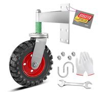 Uscaster Roue de portail de 20,3 cm pour portail en tube métallique, capacité de 272,2 kg, pneu en caoutchouc solide, à ressort, avec vis et tournevis