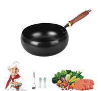 Usceshonn Iron Pot, Handmade Hammered Large Belly Pot, Uncoated Non-Stick Cast Iron with Cover, for Cooking, Stewing, and Baking, Compatible with Gas & Induction Stoves (9.45in,Hammer-Glass lid)