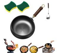Usceshonn Iron Pot, Multi-Size Handmade Hammered Large Belly Pot With Wooden Lid, Purpose For Baking, Cooking, Stewing (smooth,30cm)