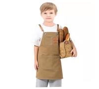 USCHAILIQIANG - Tabliers pour enfants ajustables et imperméables pour la cuisine, la peinture et le jardinage en toile pour filles et garçons de 6 à 12 ans, marron, L