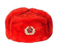 USCHANKA Bonnet en fourrure rouge Russie avec cocarde, rouge, 57-62