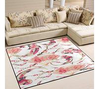 Use7 asiatique japonais à la carpe Koi Fleur Zone Tapis Tapis Tapis pour le salon Chambre à coucher, Tissu, multicolore, 160cm x 122cm(5.3 x 4 feet)