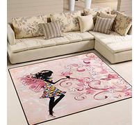 Use7?Belle Fille Papillon Imprim¨¦ Fleurs Zone Tapis Tapis Tapis pour Le Salon Chambre ¨¤ Coucher, Tissu, Multicolore, 203cm x 147.3cm(7 x 5 Feet)