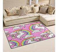 Use7 Dessin animé Licorne Rose arc-en-ciel Tapis Tapis antidérapant Tapis de sol Paillasson pour enfant Salon Chambre à coucher, Tissu, multicolore, 50 x 80 cm(1.7' x 2.6' ft)
