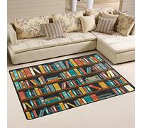 Use7 Dessin animé livre de bibliothèque étagère Bookworm Tapis Tapis antidérapant Tapis de sol Paillasson pour enfant Salon Chambre à coucher, Tissu, multicolore, 100 x 150 cm(3' x 5' ft)