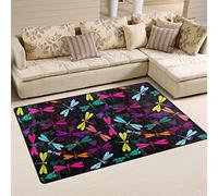 Use7 foncé coloré libellules Tapis Tapis antidérapant Tapis de Sol Paillasson pour Enfant Salon Chambre à Coucher, Tissu, Multicolore, 50 x 80 cm(1.7' x 2.6' ft)
